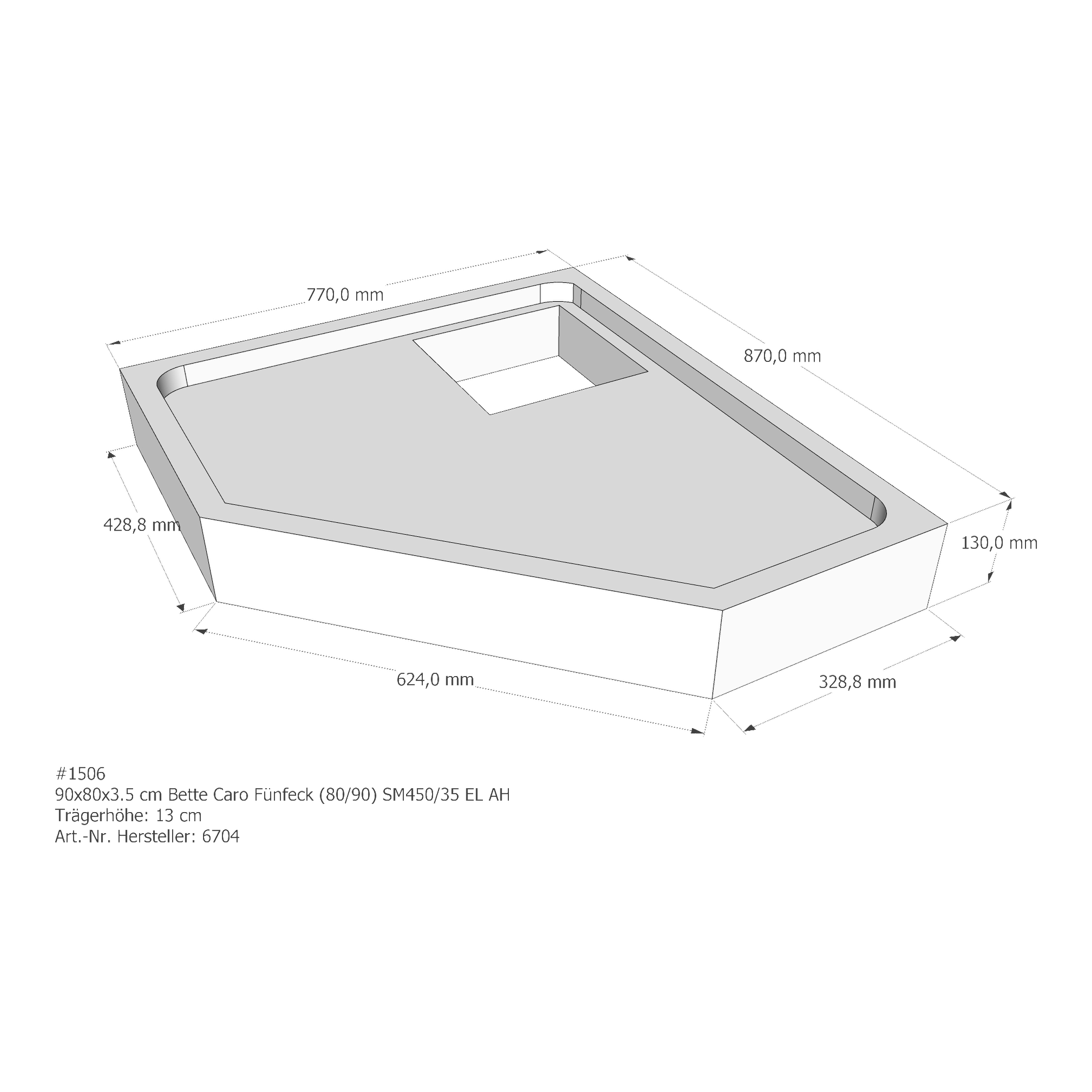 Duschwannenträger für Bette BetteCaro 80 × 90 × 3,5 cm