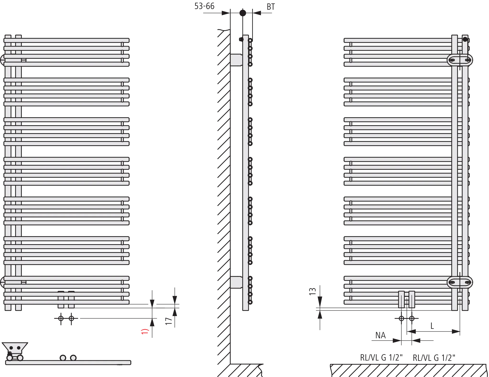 Kermi Design-Heizkörper „Diveo®“ 45 × 94 cm in Weiß