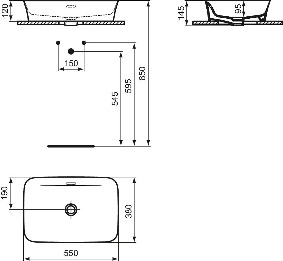Waschbecken „Ipalyss“ 55 × 38 × 14,5 cm in Weiß Waschbecken „Ipalyss“ 55 × 38 × 14,5 cm in Weiß