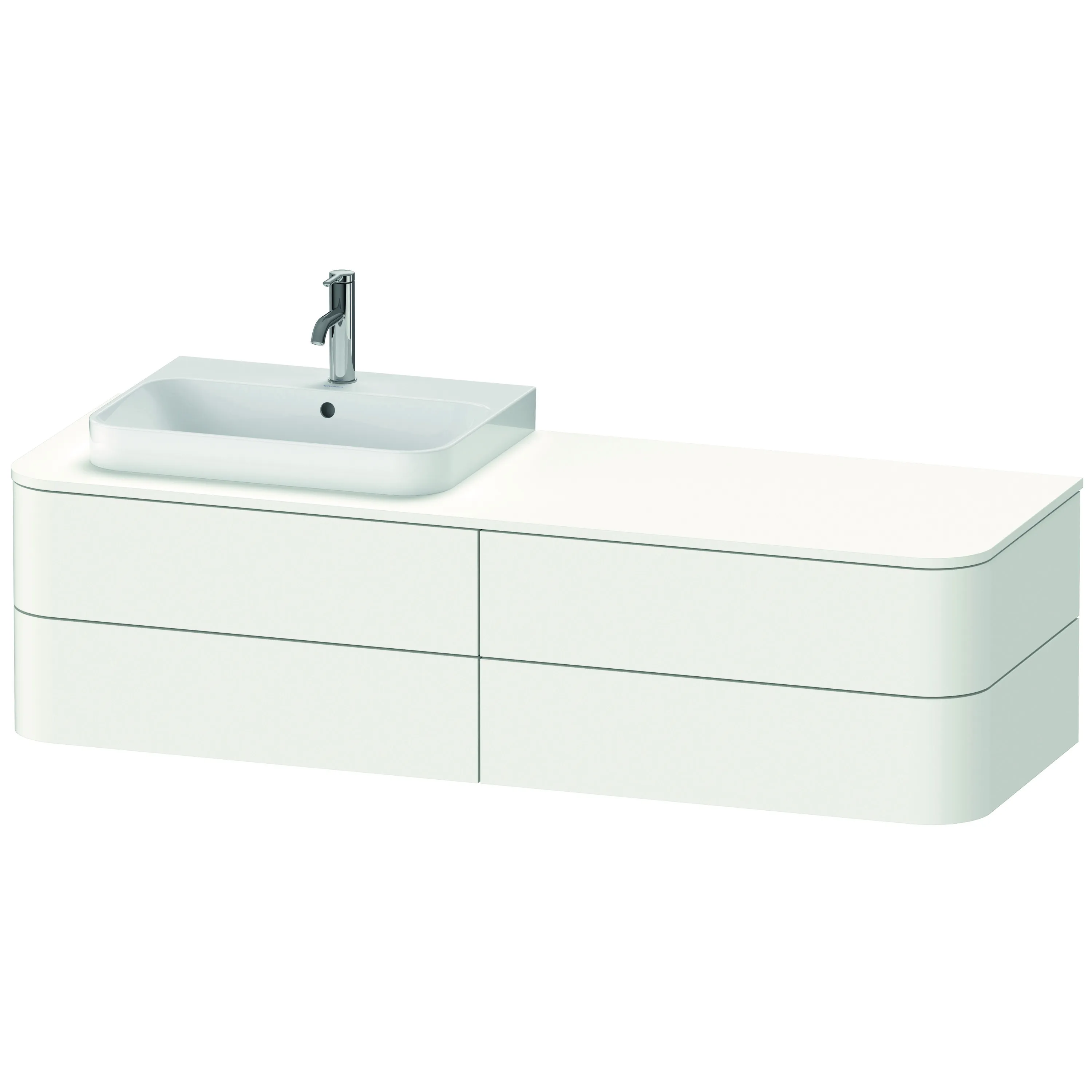 Duravit Waschtischunterschrank wandhängend „Happy D.2 Plus“ 160 × 40,8 × 55 cm Weiß Seidenmatt, links