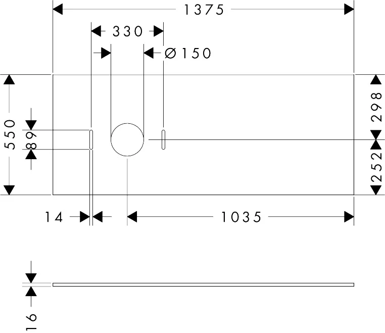 Hansgrohe Xilesa E Konsole 1375x550 mm, links mit Ausschnitt für Aufsatzwaschtisch ohne Hahnloch, Eiche Kaschmir Hansgrohe Xilesa E Konsole 1375x550 mm, links mit Ausschnitt für Aufsatzwaschtisch ohne Hahnloch, Eiche Kaschmir