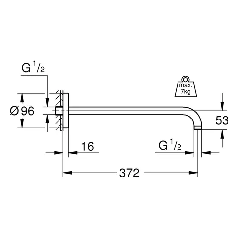 Brausearm Rainshower 28982, Ausladung 378 mm, chrom Brausearm Rainshower 28982, Ausladung 378 mm, chrom