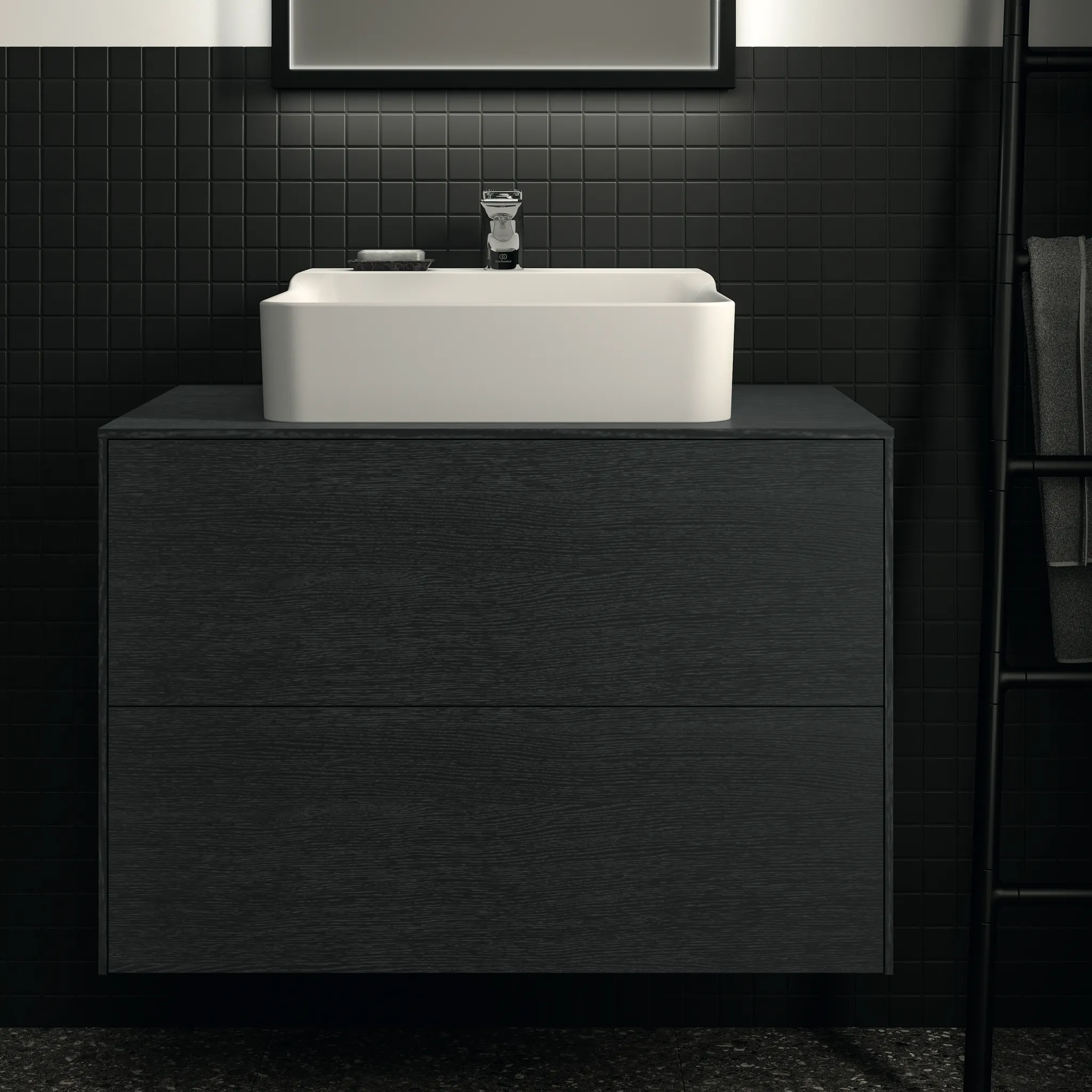 Ideal Standard Conca Waschtischunterschrank, Eiche geflammt, 802x505x550 mm, 2 Auszüge mit Push-Open und Softclose-Einzug