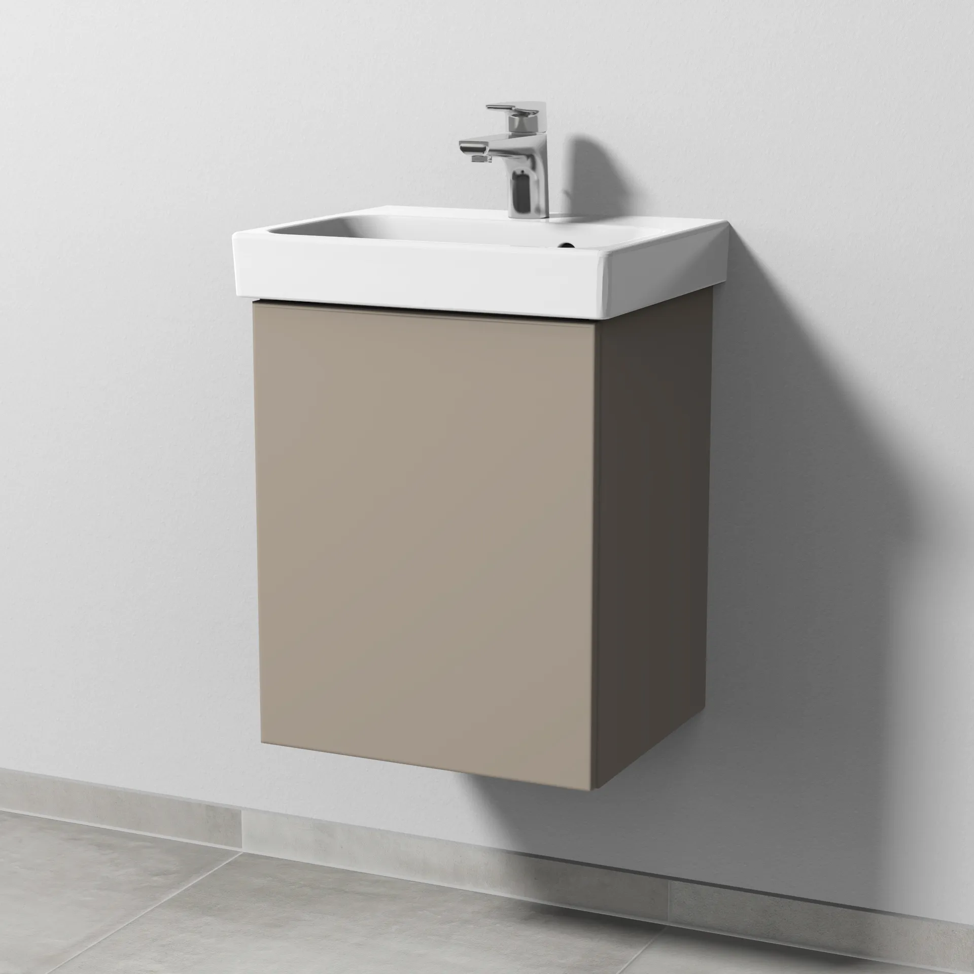 Sanipa Waschtischunterschrank „3way“ 410 × 517 × 353 mm in Sandgrau (matt), Anschlag links