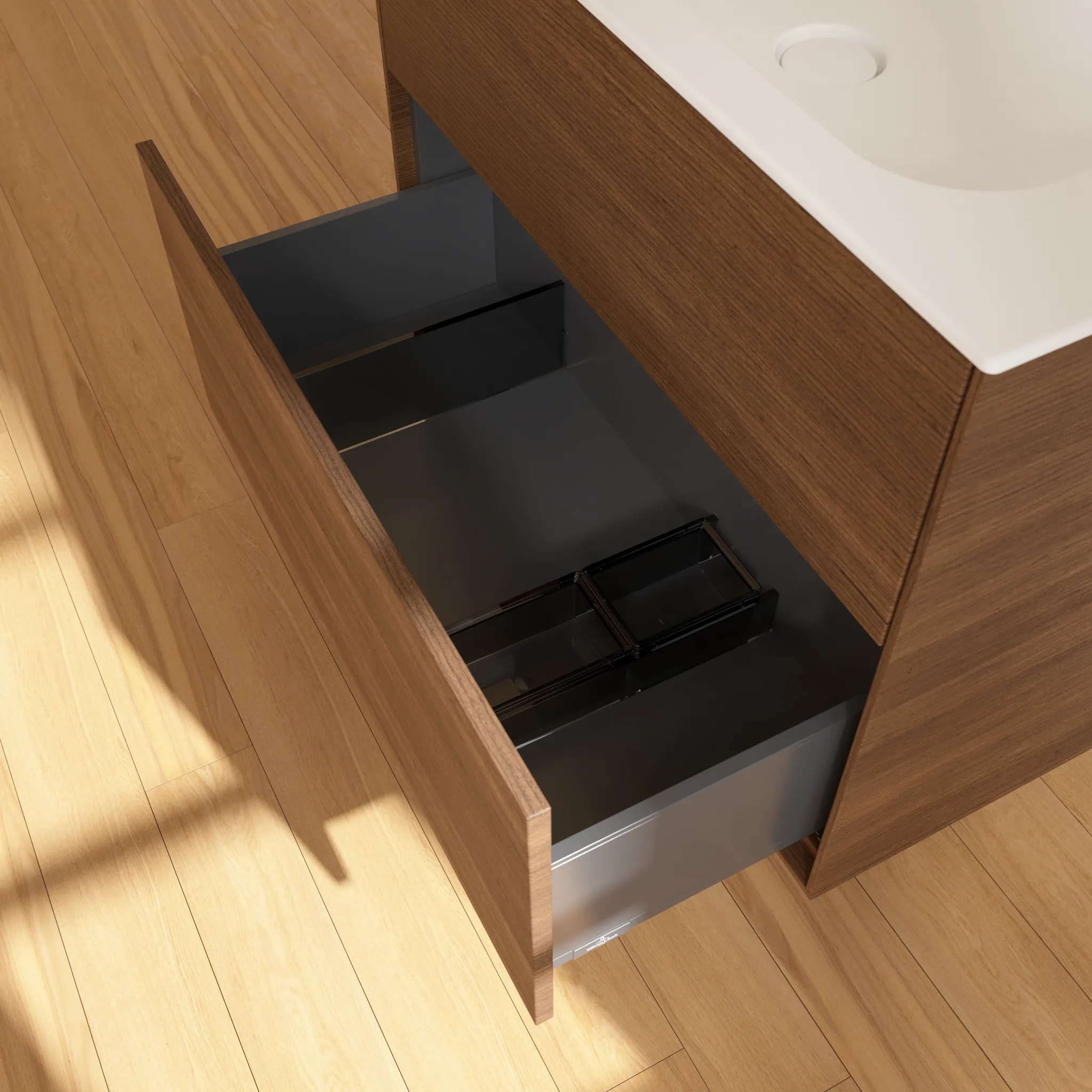 Villeroy & Boch Waschtischunterschrank „Finion“ für Schrankwaschtisch 796 × 591 × 498 mm Walnut Veneer, für Becken mittig Villeroy & Boch Waschtischunterschrank „Finion“ für Schrankwaschtisch 796 × 591 × 498 mm Walnut Veneer, für Becken mittig