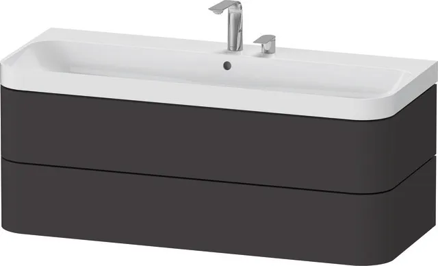Duravit Waschtischunterschrank c-shaped Set wandhängend „Happy D.2 Plus“ 117,5 × 48 × 49 cm Graphit Supermatt Duravit Waschtischunterschrank c-shaped Set wandhängend „Happy D.2 Plus“ 117,5 × 48 × 49 cm Graphit Supermatt