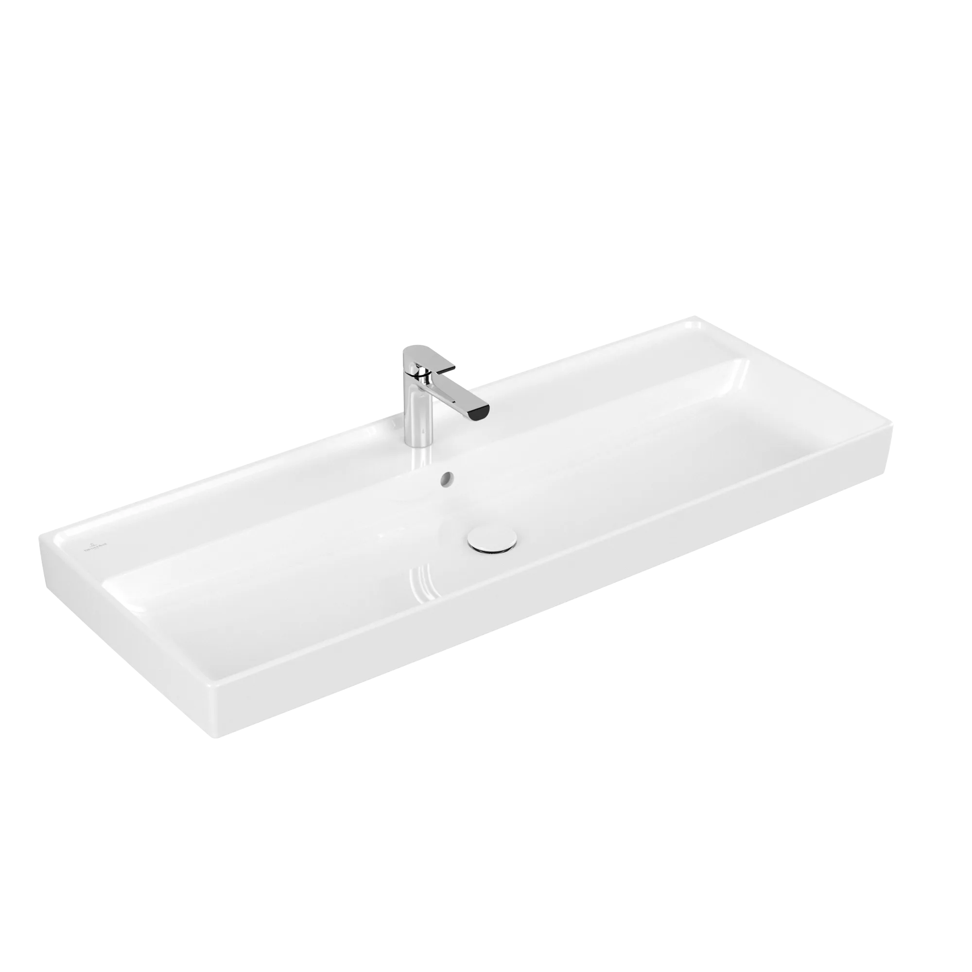 Villeroy & Boch Schrankwaschtisch aus TitanCeram „Collaro“ 1200 × 470 × 160 mm, mit Hahnlochbohrung, Hahnlochposition mittig in Weiß Alpin Villeroy & Boch Schrankwaschtisch aus TitanCeram „Collaro“ 1200 × 470 × 160 mm, mit Hahnlochbohrung, Hahnlochposition mittig in Weiß Alpin