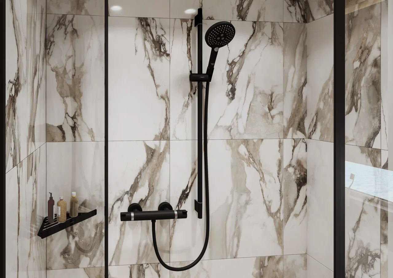 Hansgrohe Unica Brausestange S Puro 65 cm, mattschwarz, Gesamtlänge 718 mm, Bohrabstand 625 mm, Brauseschlauch 160 cm
