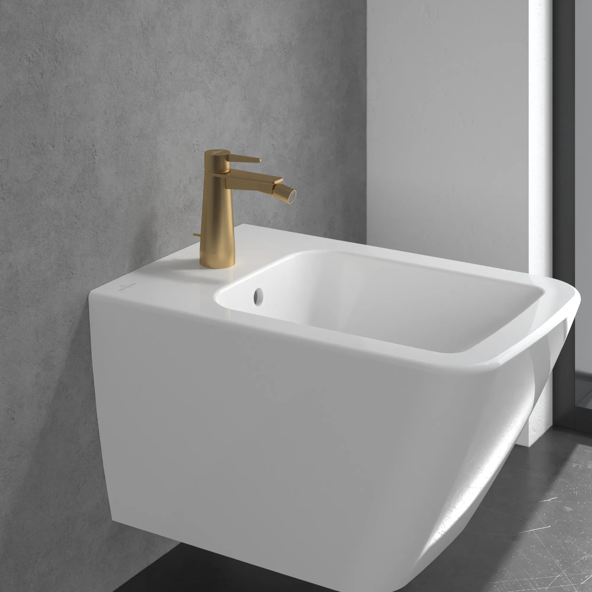 Villeroy & Boch Conum Einhebel-Bidetarmatur, Brushed Gold, 49x147x154mm, Laminarstrahl, Keramikkartusche