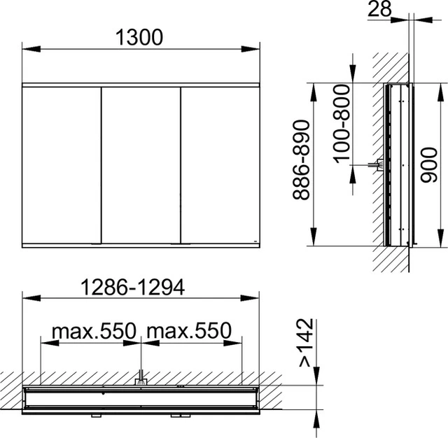 KEUCO Wandeinbau Spiegelschrank 3-türig „Royal Modular 2.0“ in Silber (eloxiert), Unterputz, mit Beleuchtung, mit Steckdose 1300 × 900 × 160 mm KEUCO Wandeinbau Spiegelschrank 3-türig „Royal Modular 2.0“ in Silber (eloxiert), Unterputz, mit Beleuchtung, mit Steckdose 1300 × 900 × 160 mm