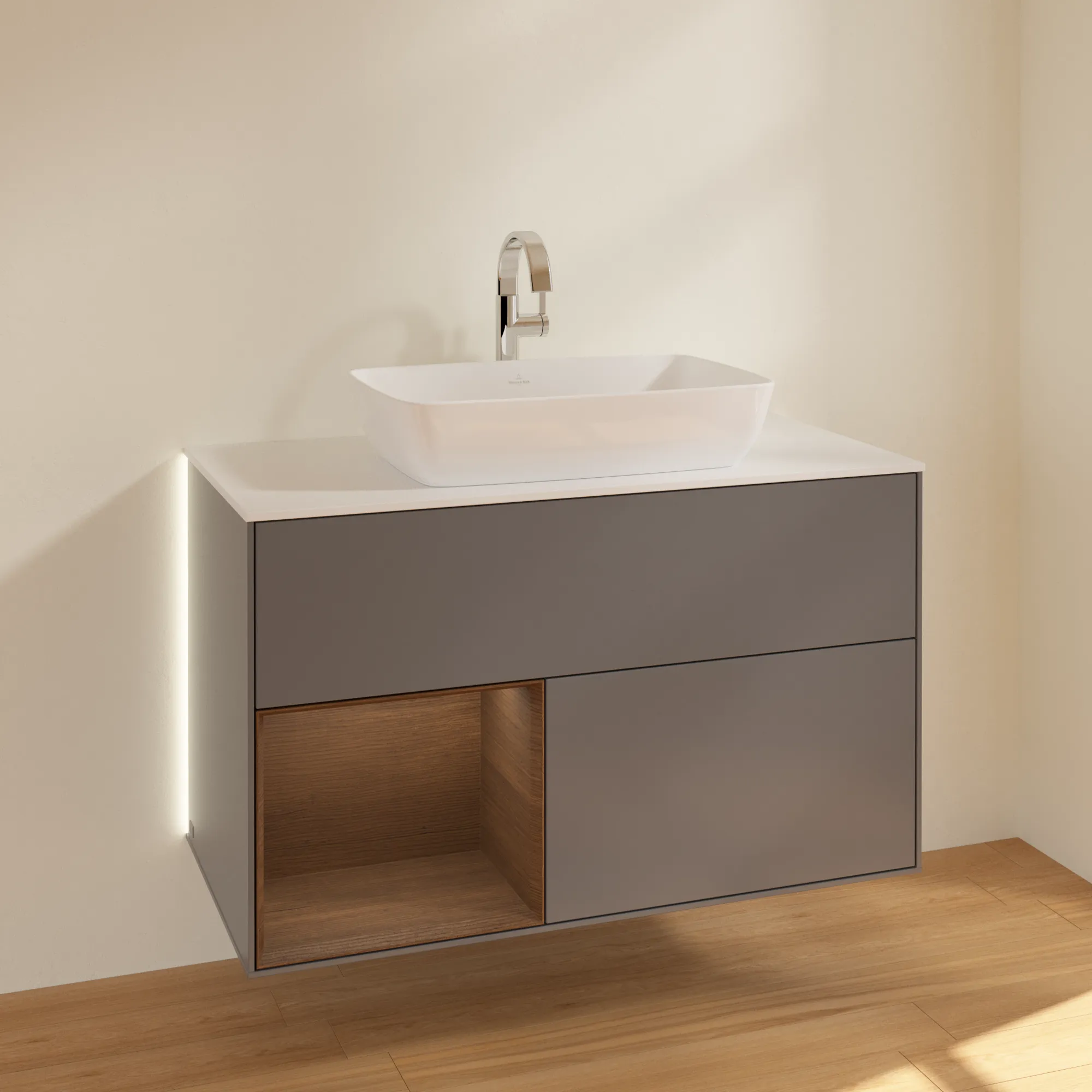 Villeroy & Boch Waschtischunterschrank „Finion“ für Schrankwaschtisch 1000 × 603 × 501 mm Anthracite Matt Lacquer, für Becken mittig, mit Hahnlochbohrung Villeroy & Boch Waschtischunterschrank „Finion“ für Schrankwaschtisch 1000 × 603 × 501 mm Anthracite Matt Lacquer, für Becken mittig, mit Hahnlochbohrung