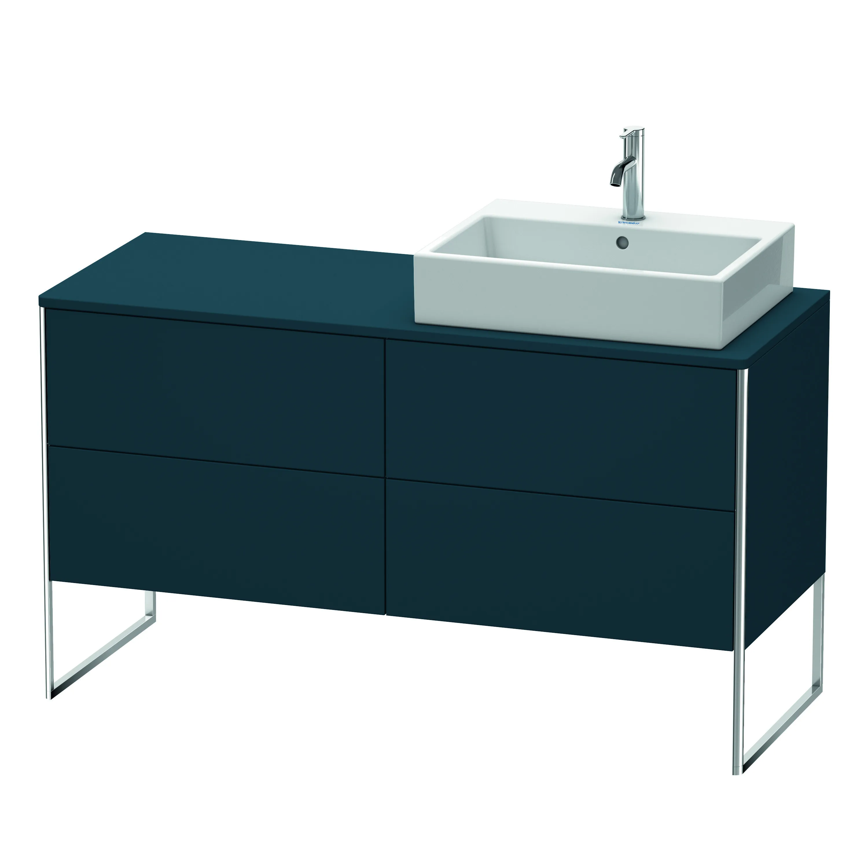 Duravit Waschtischunterschrank bodenstehend „XSquare“ 140 × 77,8 × 54,8 cm Nachtblau Seidenmatt