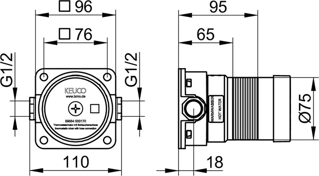IXMO 59554000170 IXMO_solo UP Funktionseinheit für Thermostat mit Schlauchanschluß DN15 IXMO 59554000170 IXMO_solo UP Funktionseinheit für Thermostat mit Schlauchanschluß DN15