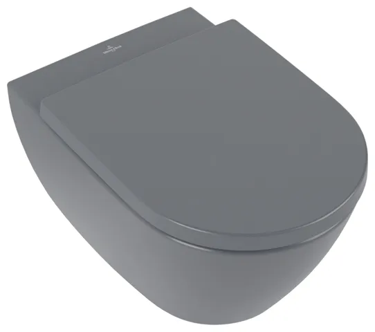 Wand-Tiefspül-WC DirectFlush „Subway 2.0“ 37 × 36,5 × 56 cm in Graphite, ohne Spülrand, Abgang waagerecht