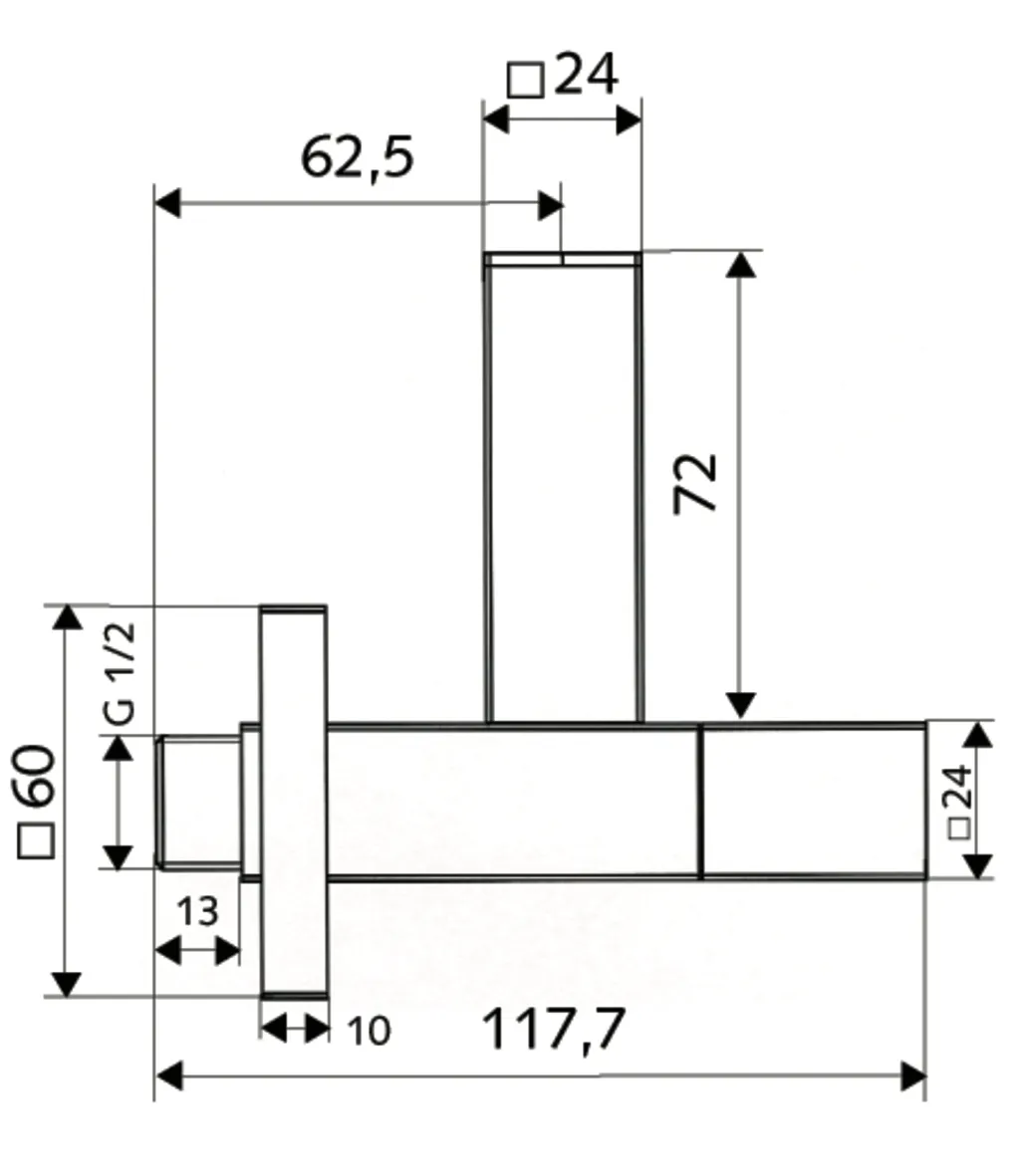 Design-Eckventil QUAD, Massiver Betätigungsgriff, Massive Metallrosette mit Gleitring, DN 15 G 1/2 AG, Ø 10 mm (DN 10 G 3/8 AG), chrom