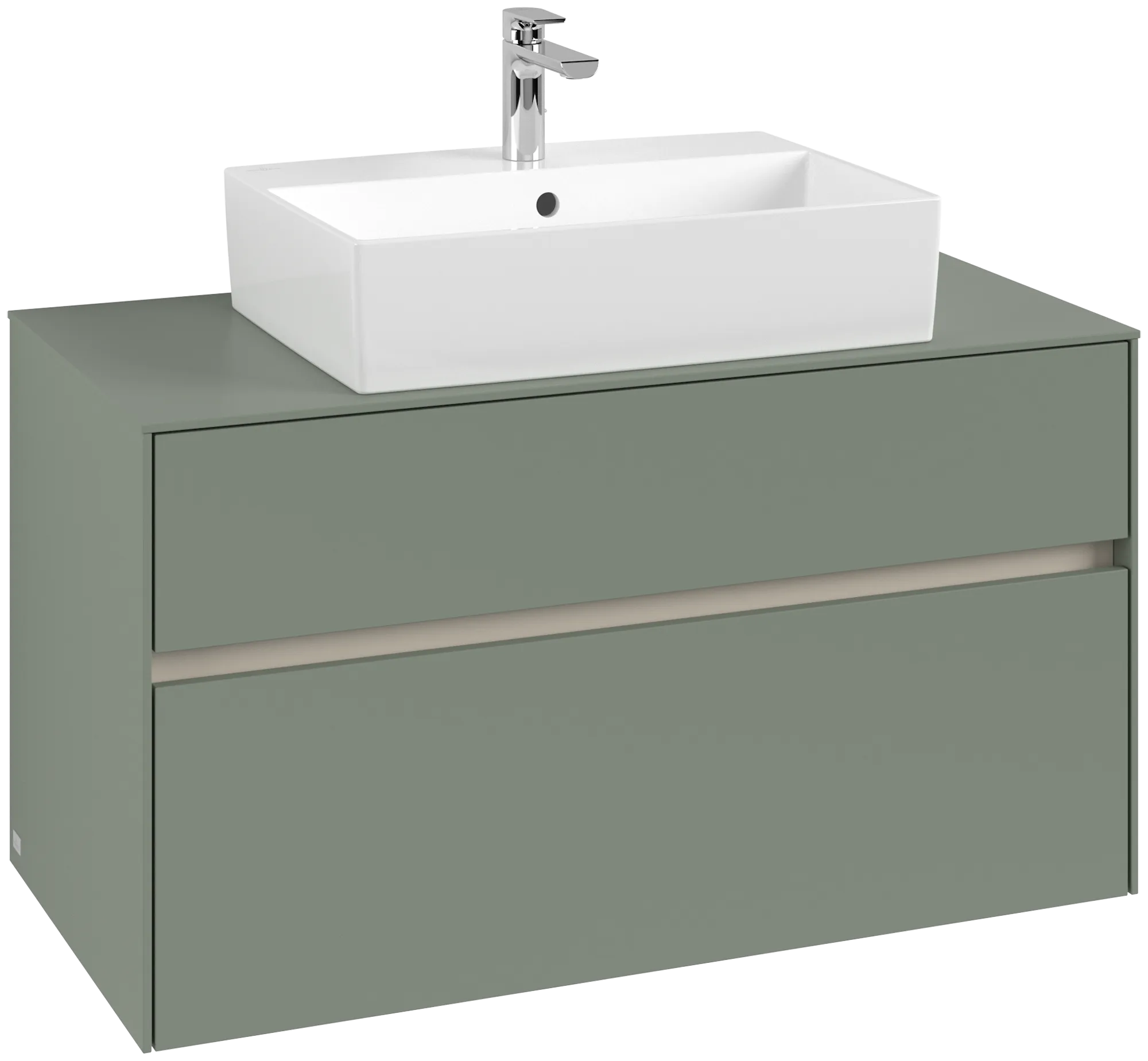 Villeroy & Boch Waschtischunterschrank „Collaro“ 1000 × 548 × 500 mm Soft Green, mit Beleuchtung, für Becken mittig