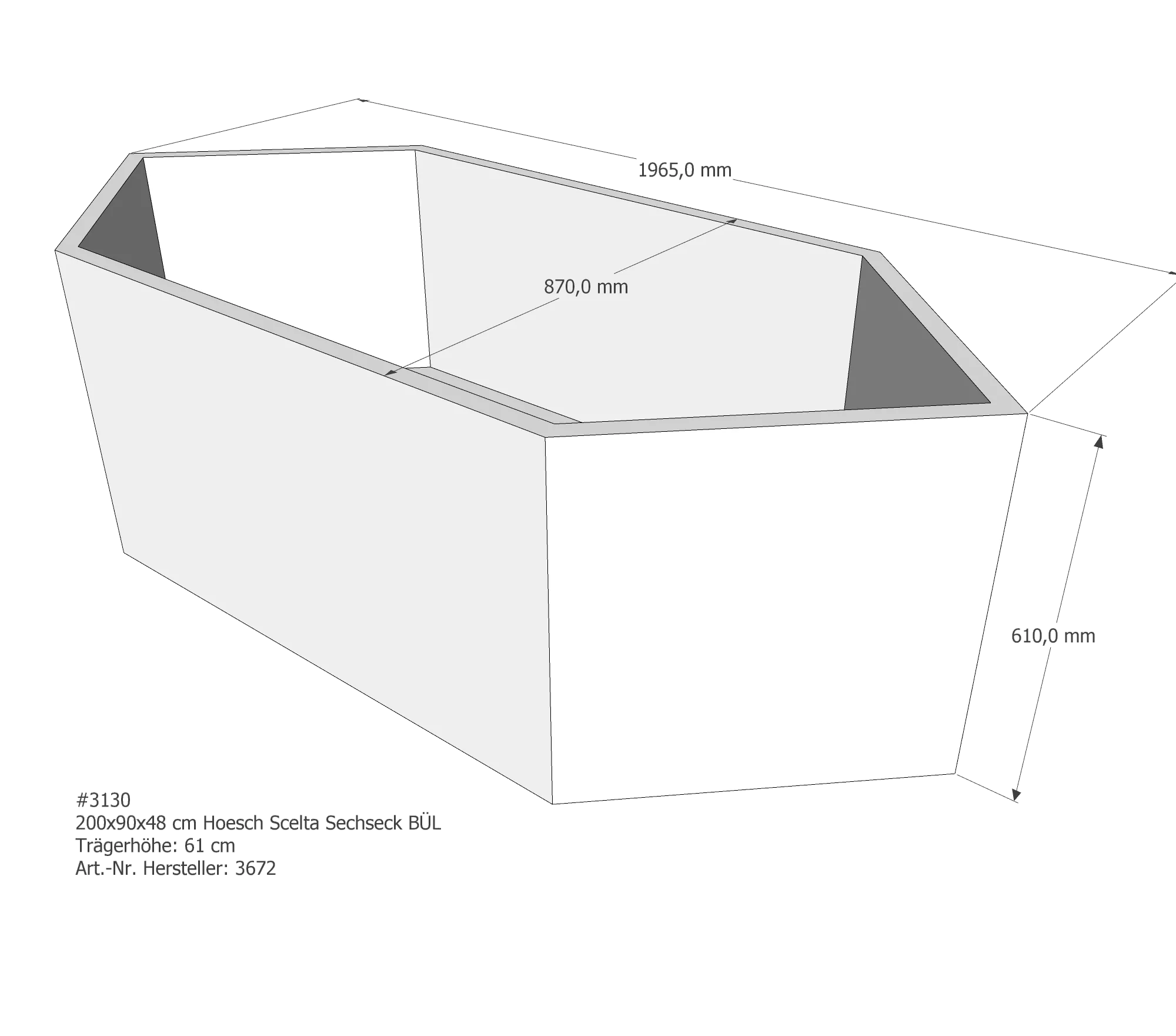 Badewannenträger für Hoesch Scelta 2000×900 200 × 90 × 48 cm