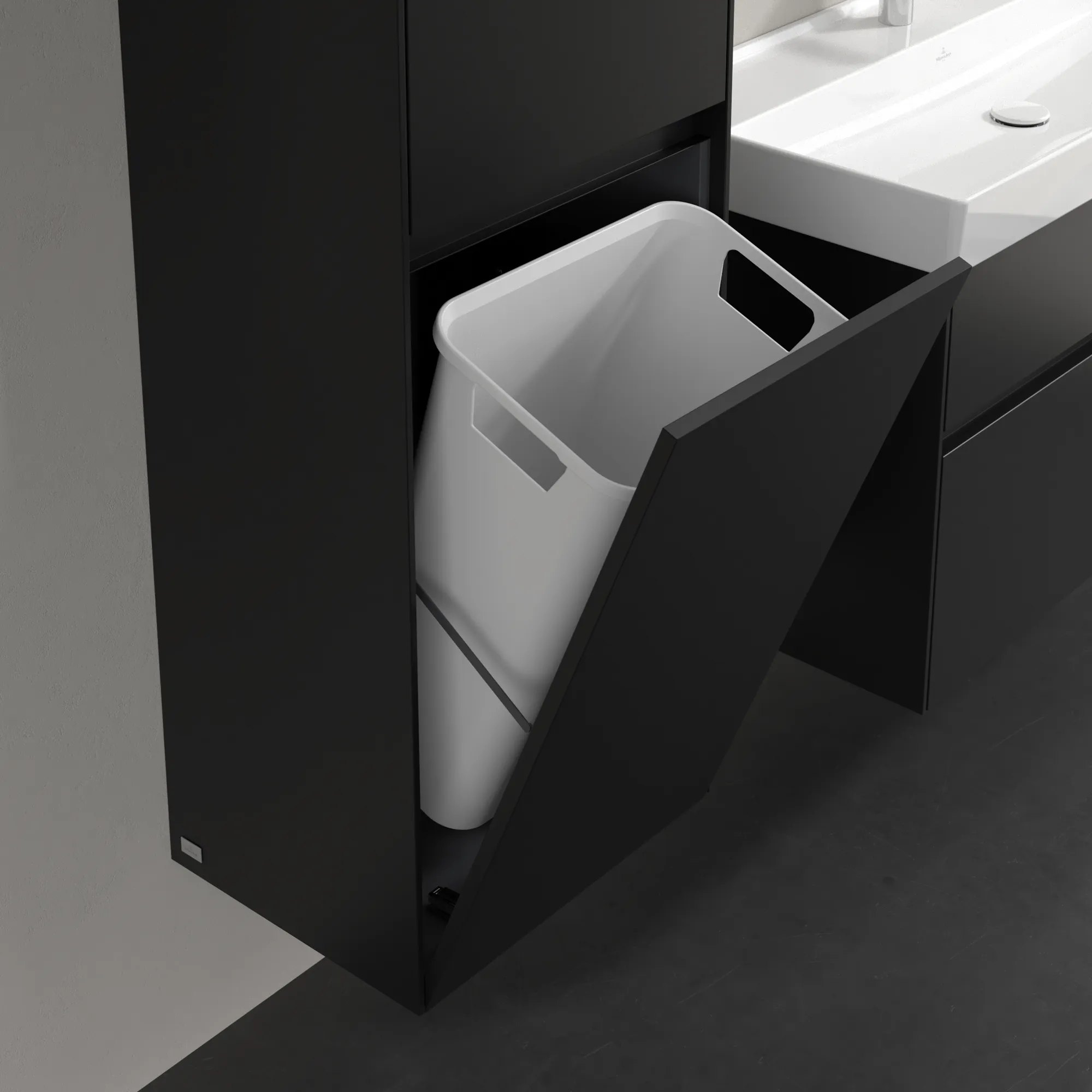 Villeroy & Boch Collaro Hochschrank C03400, 454x1538x347mm, 2 Türen, links Anschlag, Volcano Black Villeroy & Boch Collaro Hochschrank C03400, 454x1538x347mm, 2 Türen, links Anschlag, Volcano Black