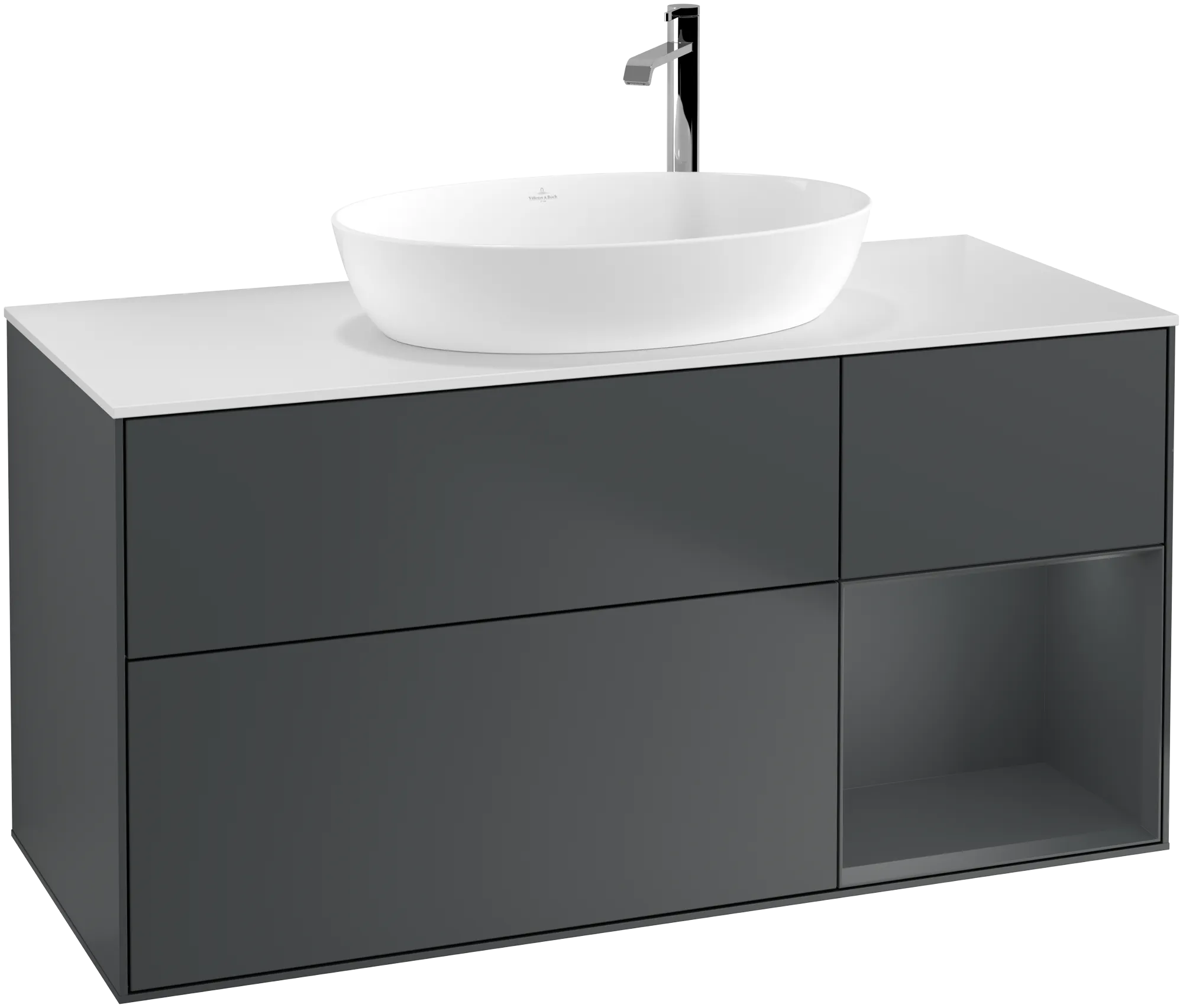 Villeroy & Boch Finion Waschbeckenunterschrank G95, Midnight Blue Matt Lacquer / Glass White Matt