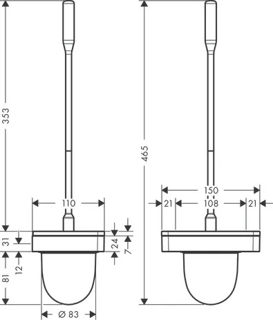 WC-Bürste Axor Universal Accessories chrom mit Wandhalter WC-Bürste Axor Universal Accessories chrom mit Wandhalter