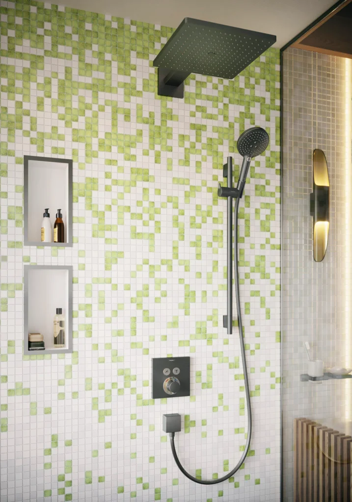 Hansgrohe Unica Brausestange S Puro 90 cm BBC, 1008 mm Gesamtlänge, 22 mm Durchmesser, 160 cm Brauseschlauch, stufenlos verstellbare Handbrausehalterung aus Metall