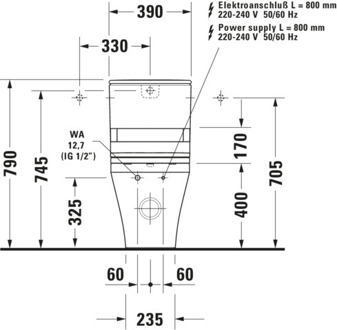 Stand-WC Kombi DuraStyle 700 mm, TS fürSPK, fürSW mitverd.Anschl., weiß Stand-WC Kombi DuraStyle 700 mm, TS fürSPK, fürSW mitverd.Anschl., weiß