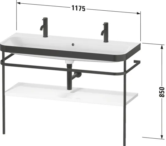 Duravit Waschtischunterschrank mit Metallkonsole „Happy D.2 Plus“ 117,5 × 85 × 49 cm