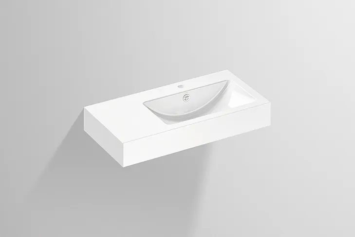 Waschbecken „PR-Serie“ 800 × 135 mm, rechts, Hahnlochposition mittig mit ProShield Waschbecken „PR-Serie“ 800 × 135 mm, rechts, Hahnlochposition mittig mit ProShield