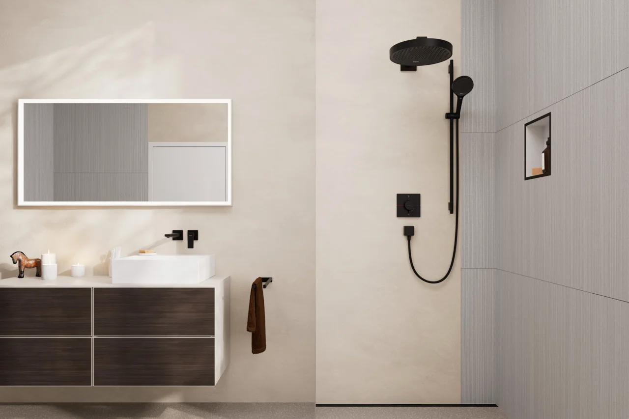 Hansgrohe Metropol Einhebel-Waschtischmischer Unterputz mattschwarz, Ausladung 225 mm, Hebelgriff, Normalstrahl, max. Durchfluss 5 l/min