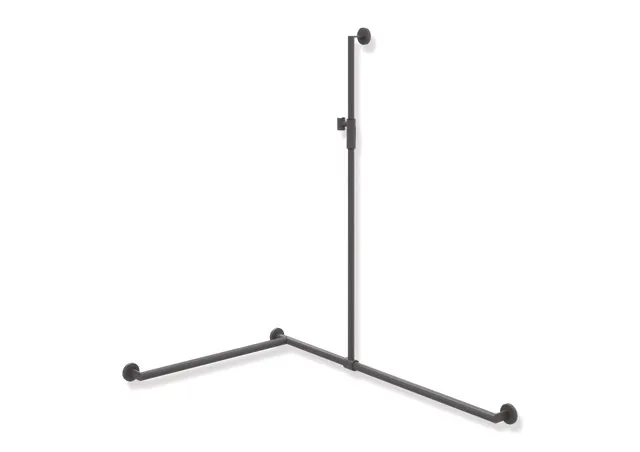 HEWI Duschhandlauf System 900 PG56, Edelstahl, pulverbeschichtet, mit magnetischem Brausehalter, Dunkelgrau Perlglimmer tiefmatt