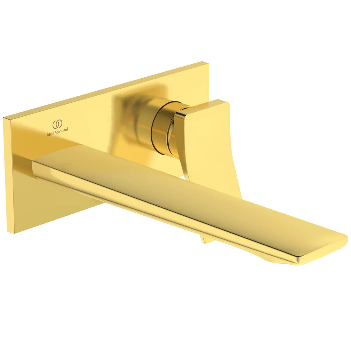 Ideal Standard Conca Wand-Waschtischarmatur Unterputz Bausatz 2, eckige Rosette, Ausladung 220 mm, Brushed Gold