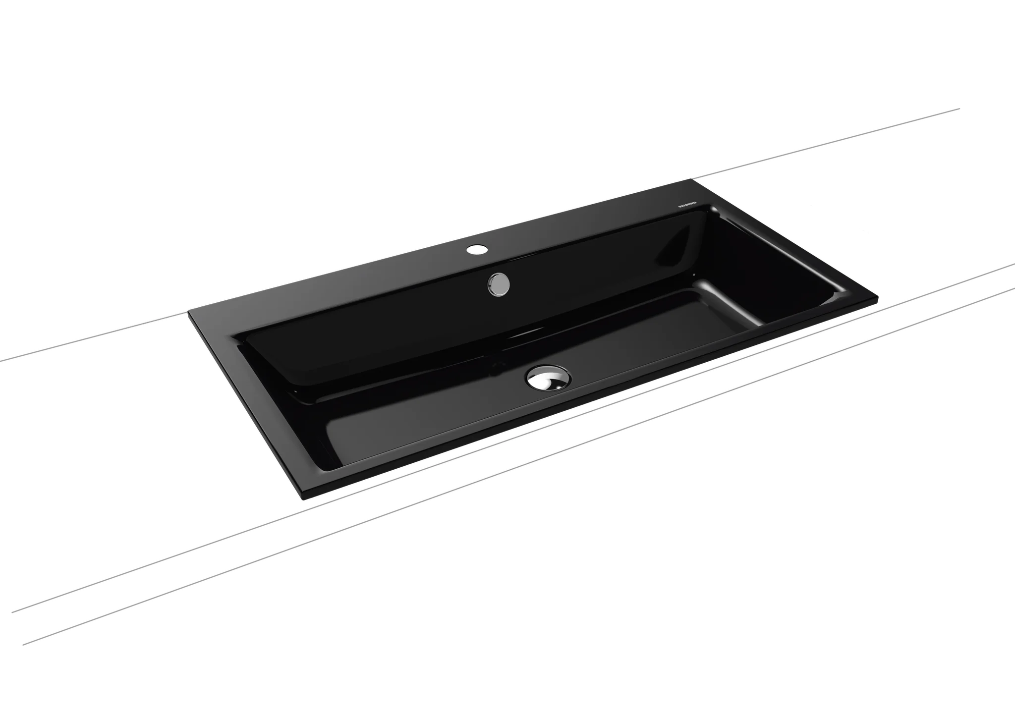Kaldewei PURO Einbauwaschtisch, schwarz, 900x460 mm, Randhöhe 14 mm, mit 1er Hahnlochbohrung und Überlauf