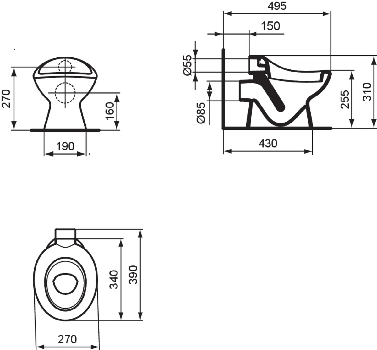 Ideal Standard Contour 21 Standtiefspül-WC, weiß, Höhe 31 cm Ideal Standard Contour 21 Standtiefspül-WC, weiß, Höhe 31 cm