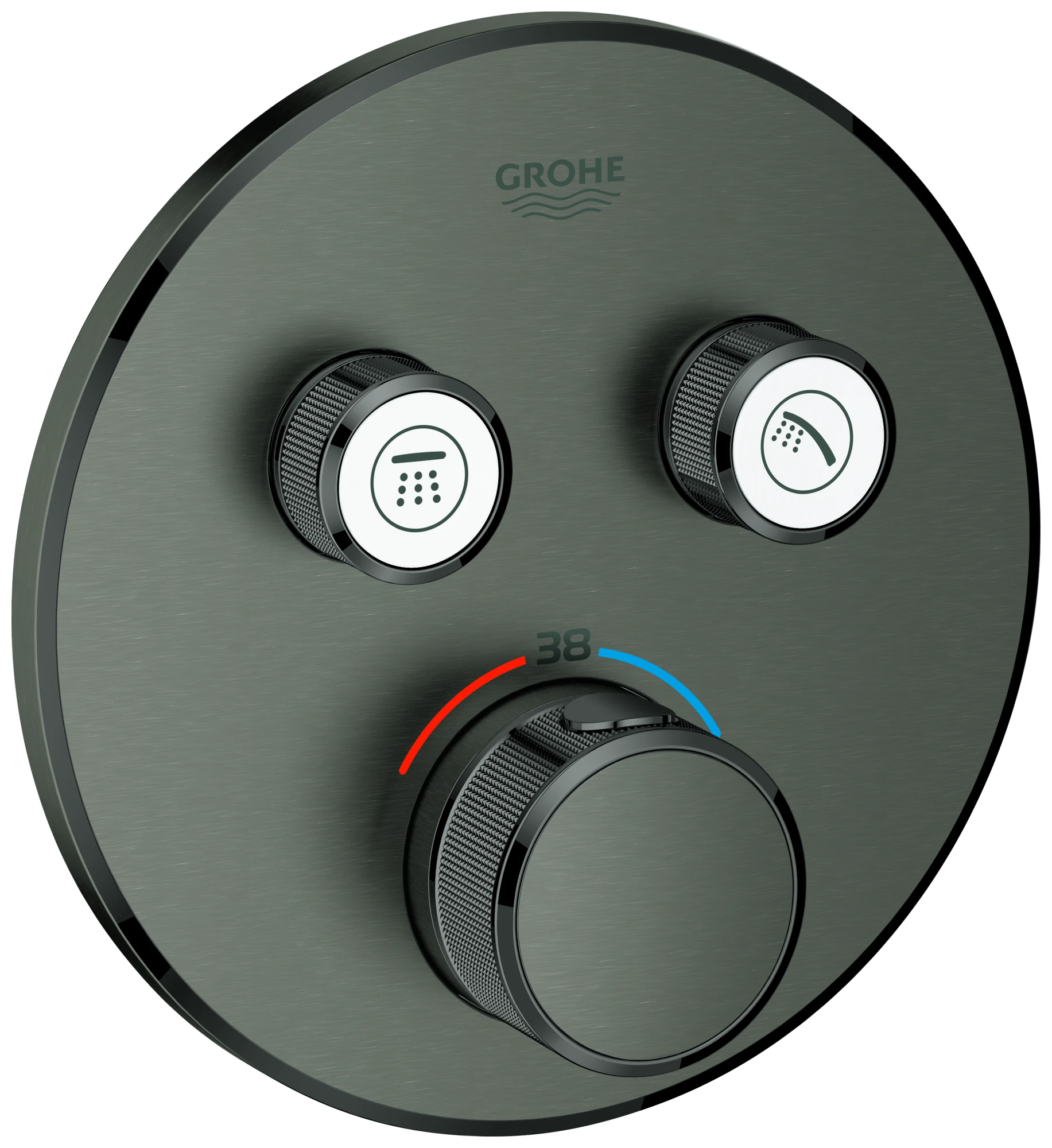 Thermostat Grohtherm SmartControl 29119, mit 2 Absperrventilen, Fertigmontageset für Rapido SmartBox, Wandrosette rund, chrom