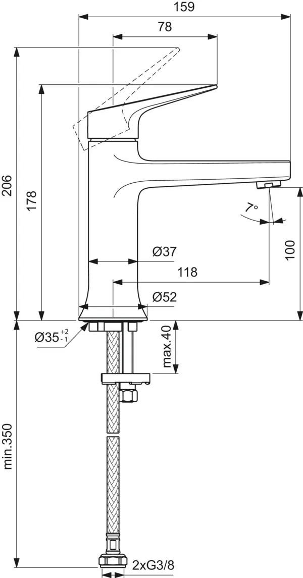 Waschtischarmatur Grande La Dolce Vita ohne Ablaufgarnitur Brushed Gold Waschtischarmatur Grande La Dolce Vita ohne Ablaufgarnitur Brushed Gold
