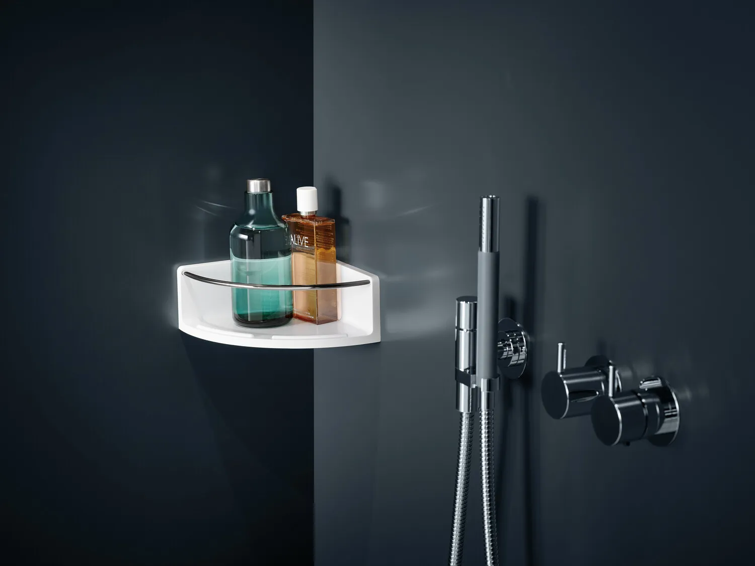 round Eckkorb mit Bügel weiß/chrom round Eckkorb mit Bügel weiß/chrom