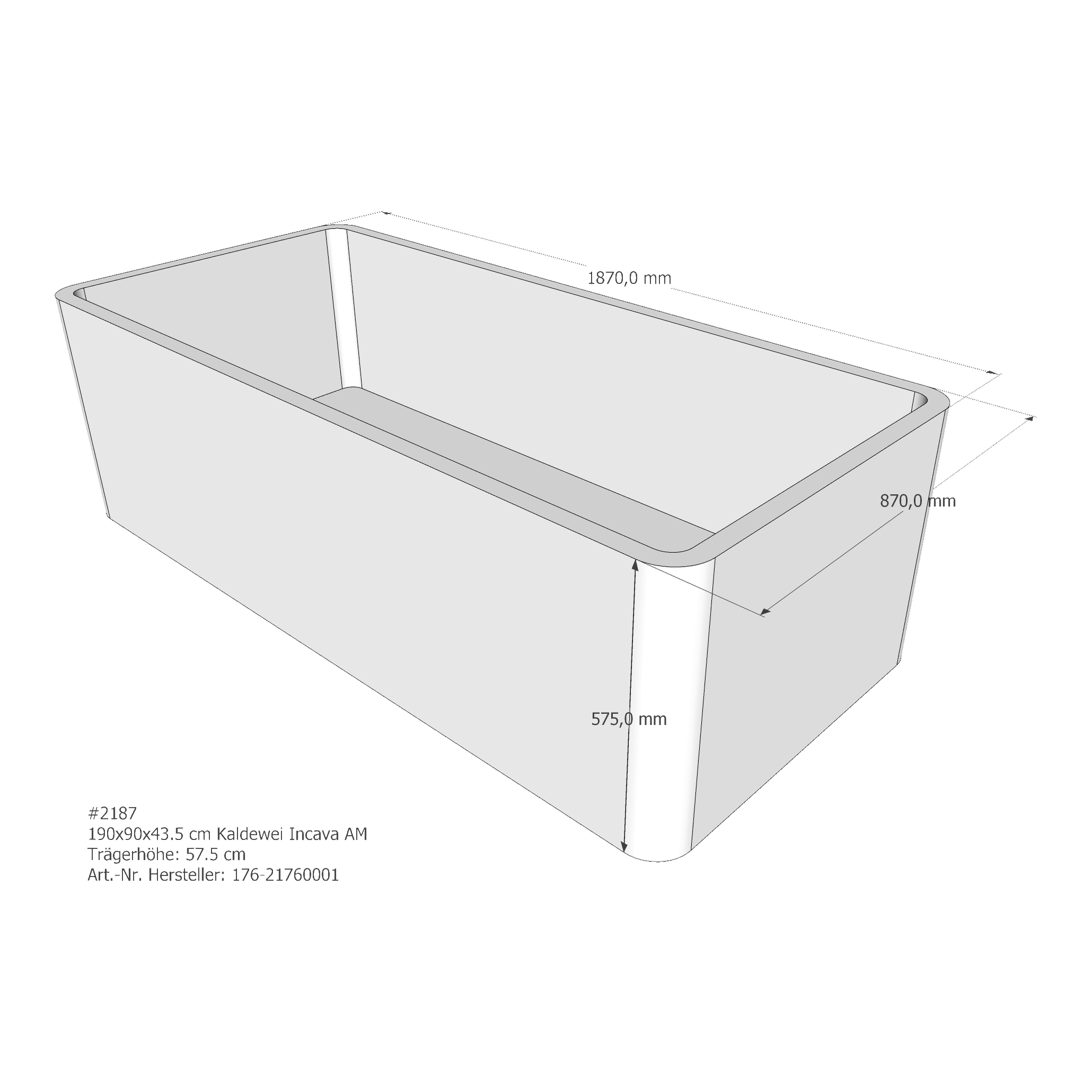 Badewannenträger für Kaldewei Incava 190 × 90 × 43,5 cm