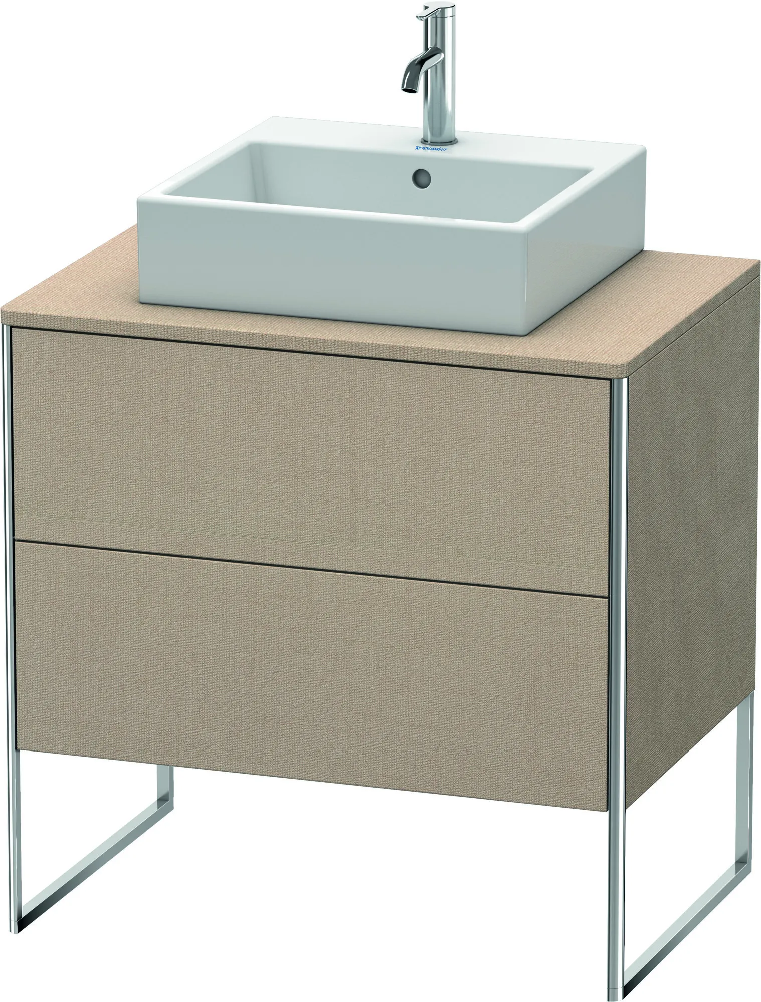 Duravit Waschtischunterschrank bodenstehend „XSquare“ 80 × 77,8 × 54,8 cm Leinen Becken: mittig / Front- & Korpusfarbe: Leinen / Größe: 80 × 54,8 × 77,8 cm / Oberfläche: Dekor / Profile: Chrom / Schubladen: 2 Duravit Waschtischunterschrank bodenstehend „XSquare“ 80 × 77,8 × 54,8 cm Leinen Becken: mittig / Front- & Korpusfarbe: Leinen / Größe: 80 × 54,8 × 77,8 cm / Oberfläche: Dekor / Profile: Chrom / Schubladen: 2