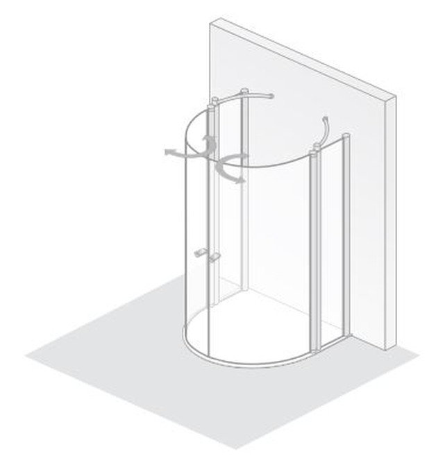 HSK teilgerahmte Runddusche Halbkreis 4-teilig pendelbar „Exklusiv“ Glas Klar hell, Profile Alu Silber-matt, B: 960 mm H: 2000 mm T: 820 mm HSK teilgerahmte Runddusche Halbkreis 4-teilig pendelbar „Exklusiv“ Glas Klar hell, Profile Alu Silber-matt, B: 960 mm H: 2000 mm T: 820 mm