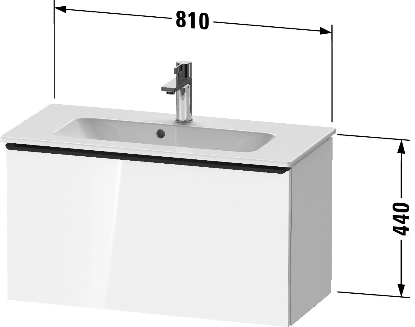 Duravit Waschtischunterschrank wandhängend „D-Neo“ 81 × 44 × 37,2 cm in Basalt Matt