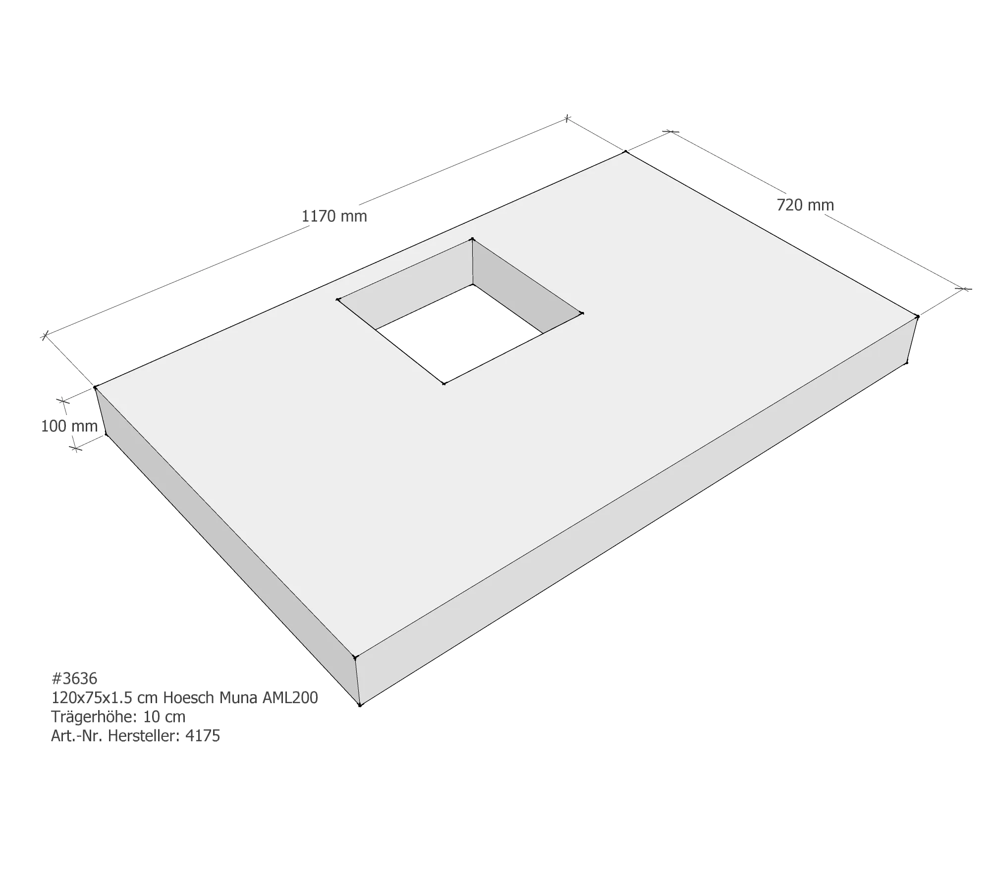 Duschwannenträger für Hoesch Muna 120 × 75 × 1,5 cm Duschwannenträger für Hoesch Muna 120 × 75 × 1,5 cm