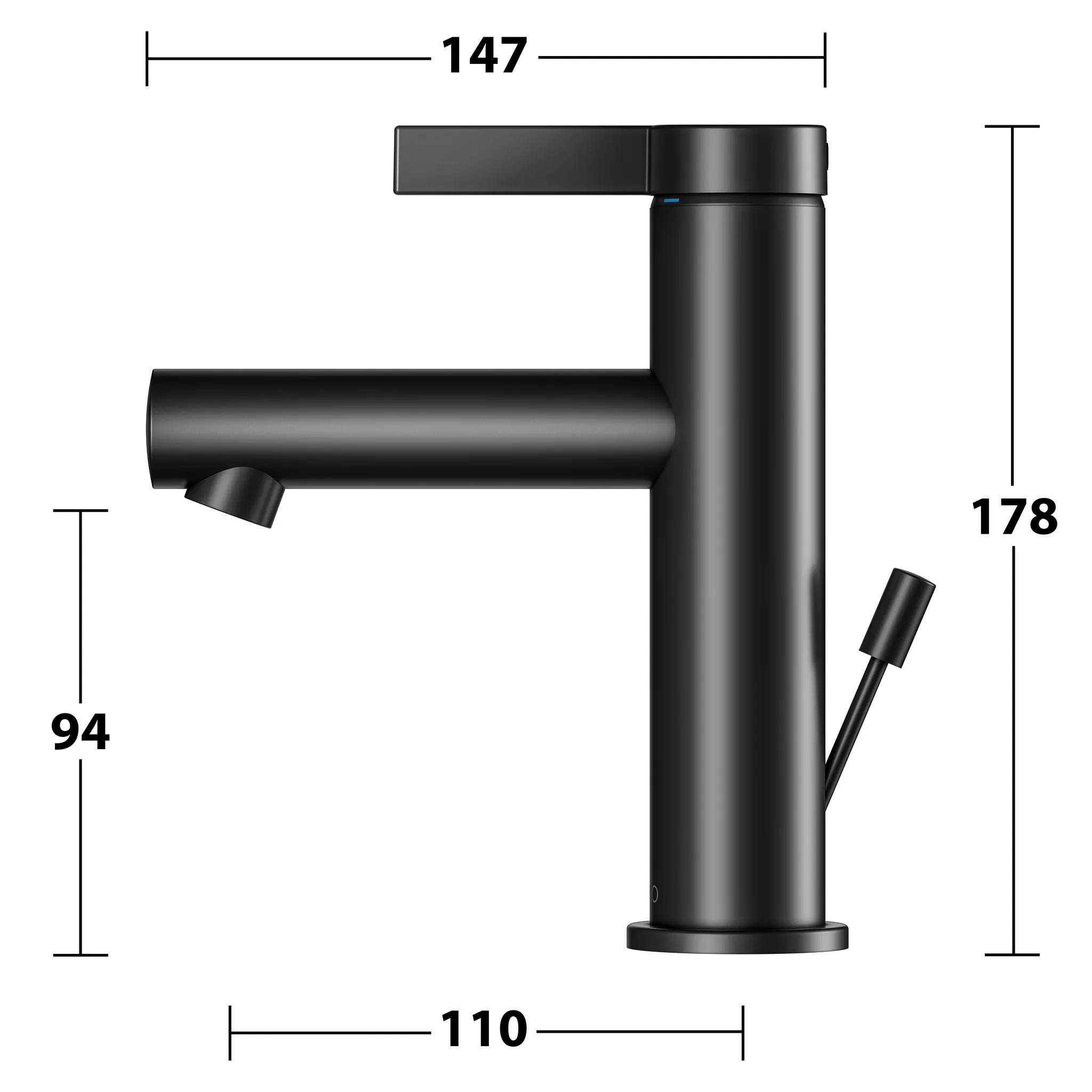 KEUCO IXMO Einhebel-Waschtischmischer 100 IXMO Pure mit Zugstangen-Ablaufgarnitur IXMO Pure, Rosette rund schwarz matt KEUCO IXMO Einhebel-Waschtischmischer 100 IXMO Pure mit Zugstangen-Ablaufgarnitur IXMO Pure, Rosette rund schwarz matt