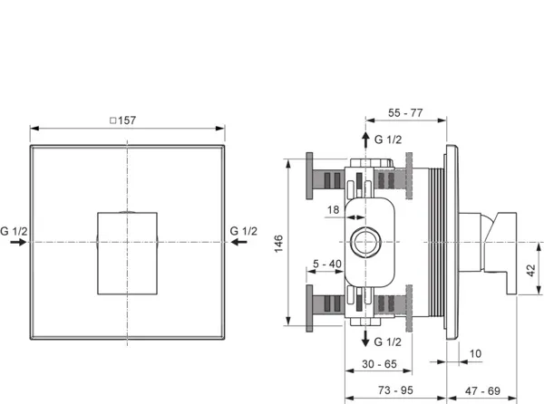 Ideal Standard Unterputz-Brausearmatur Extra Chrom - Hochwertige Brause für Wandmontage im Unterputzbereich