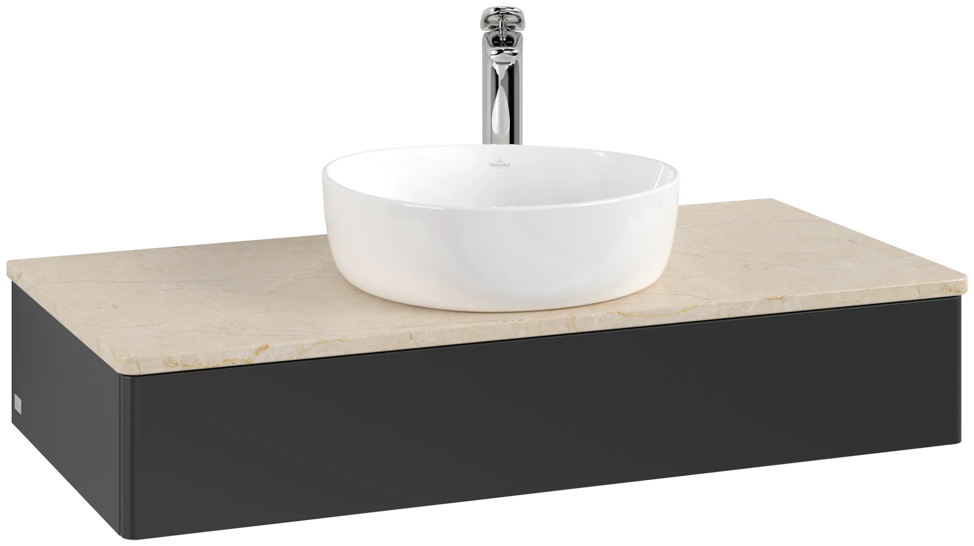 Villeroy & Boch Antao Waschbeckenunterschrank L09_5, 1000x190x500mm, Black Matt Lacquer / Botticino