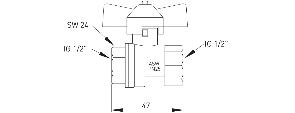 ASW HG-TEC Zubehör Heizung Stoed Kugelhähne Mess. Matt verchromt ⅜"