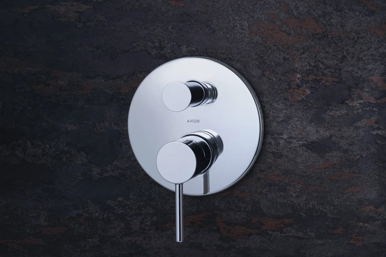 Hansgrohe AXOR Starck Einhebel-Wannenmischer Unterputz Chrom, 2 Verbraucher, Keramikmischsystem, einstellbare Temperaturbegrenzung, für Durchlauferhitzer geeignet