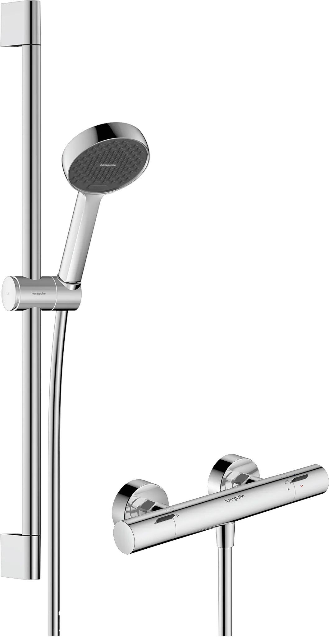 Hansgrohe Activera Select S Brausesystem Aufputz 95 2jet EcoSmart mit Ecostat Fine und Brausestange 65 cm, Chrom Hansgrohe Activera Select S Brausesystem Aufputz 95 2jet EcoSmart mit Ecostat Fine und Brausestange 65 cm, Chrom