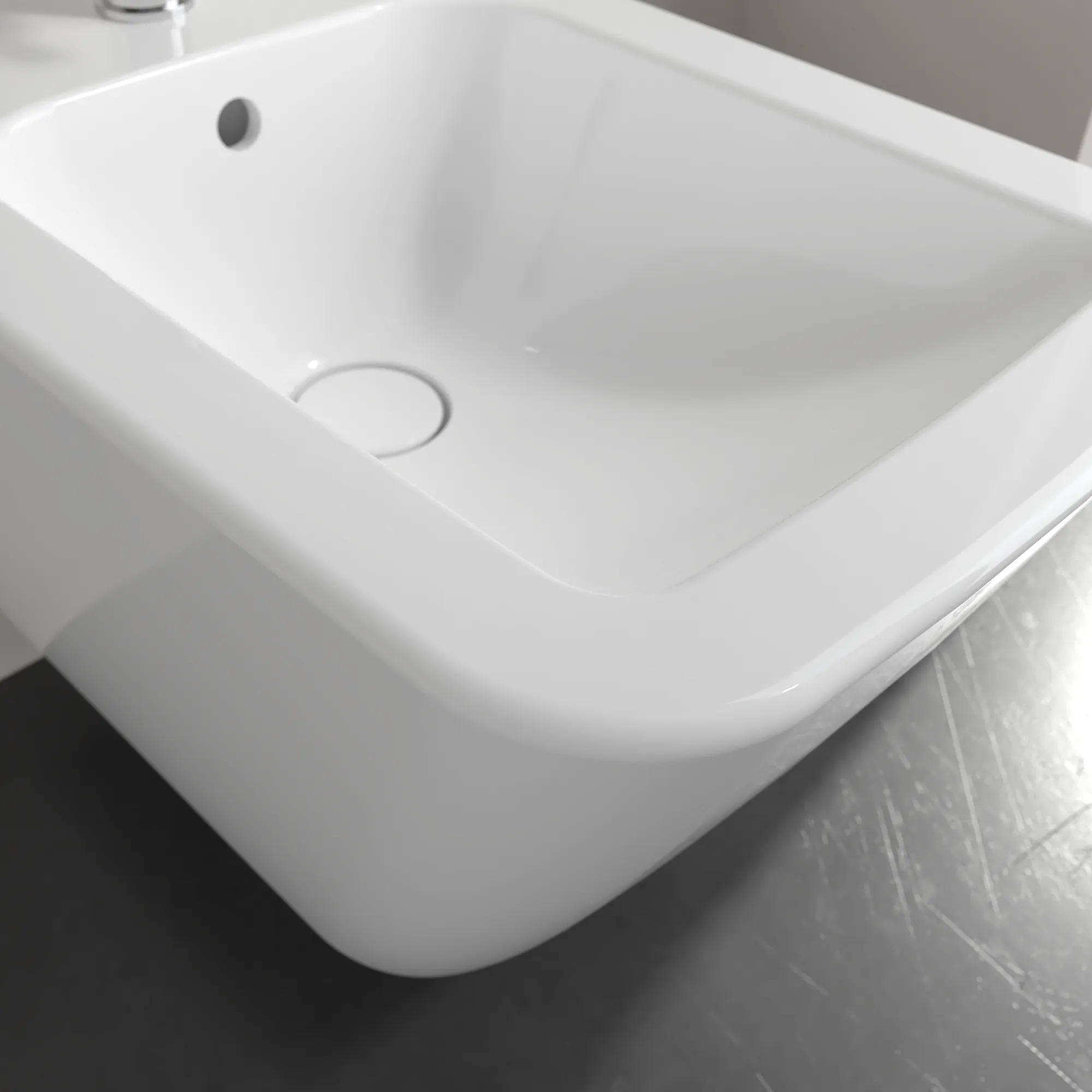 Villeroy & Boch Bidet „Finion“, Befestigung verdeckt, mit Hahnlochbohrung 375 × 320 × 560 mm in Weiß Alpin, mit CeramicPlus Villeroy & Boch Bidet „Finion“, Befestigung verdeckt, mit Hahnlochbohrung 375 × 320 × 560 mm in Weiß Alpin, mit CeramicPlus