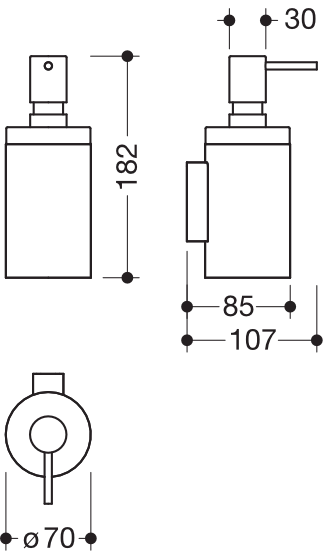 HEWI Seifenspender „System 162“ 10,7 × 18,2 × ⌀ 7 cm