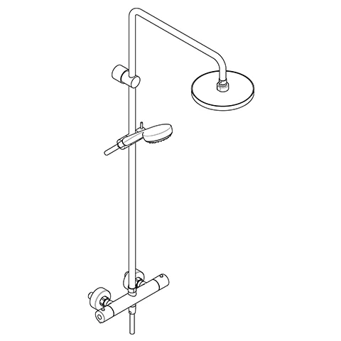 Kludi LOGO NEO Thermostat-Duscharmatur Dual Shower System chrom, DN 15, Wandmontage, Keramik-Absperrventil, 90°-Drehventil, Heißwassersperre 40°C, Brauseabgang G1/2, Rückflussverhinderer, S-Anschlüsse G1/2 x G3/4, vormontierte Schmutzfangsieb, höhenverst